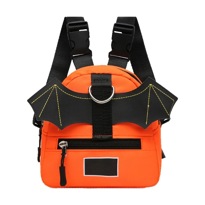 D0LF Summer Canvas Dog Backpack Harness Bat Wing Small Puppy Saddle Bag