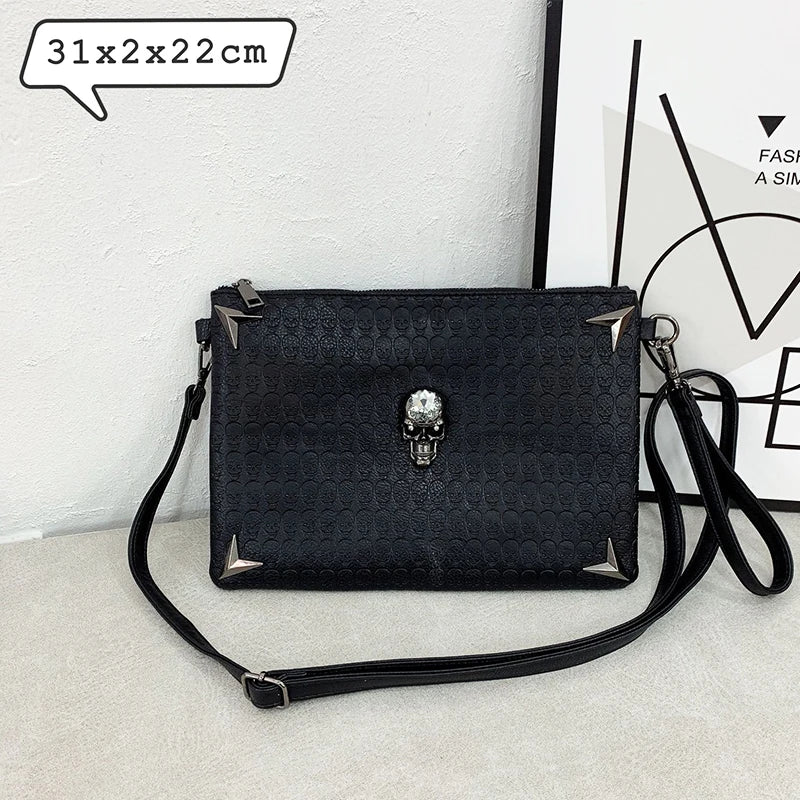 Skull Clutch Bag Ghost Head Shoulder Bag Punk Retro Wrist Bag