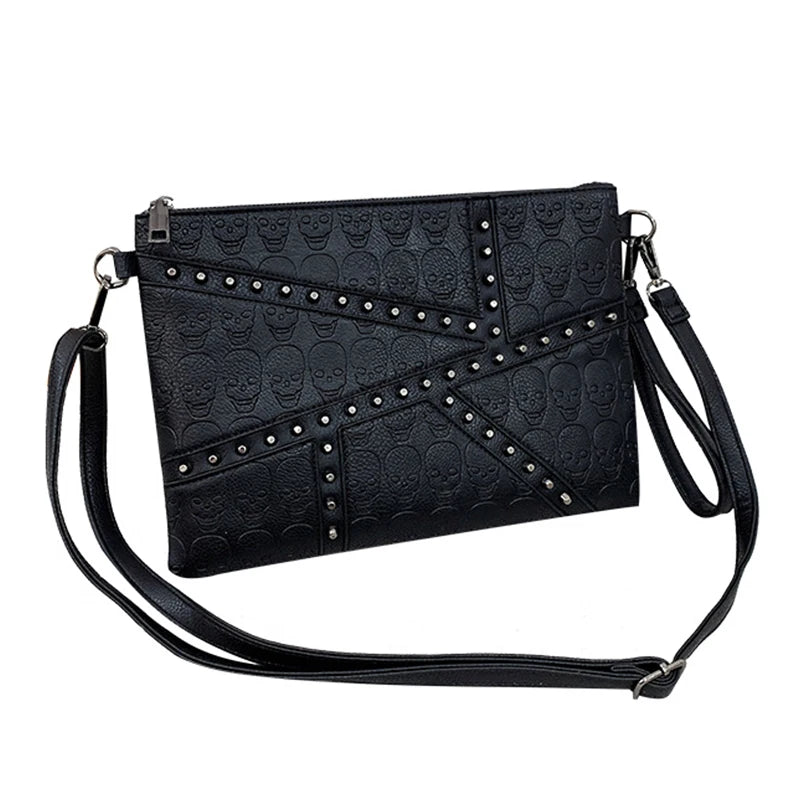 Punk Skull Clutch Bag Retro Rivet Satchel ZM1145