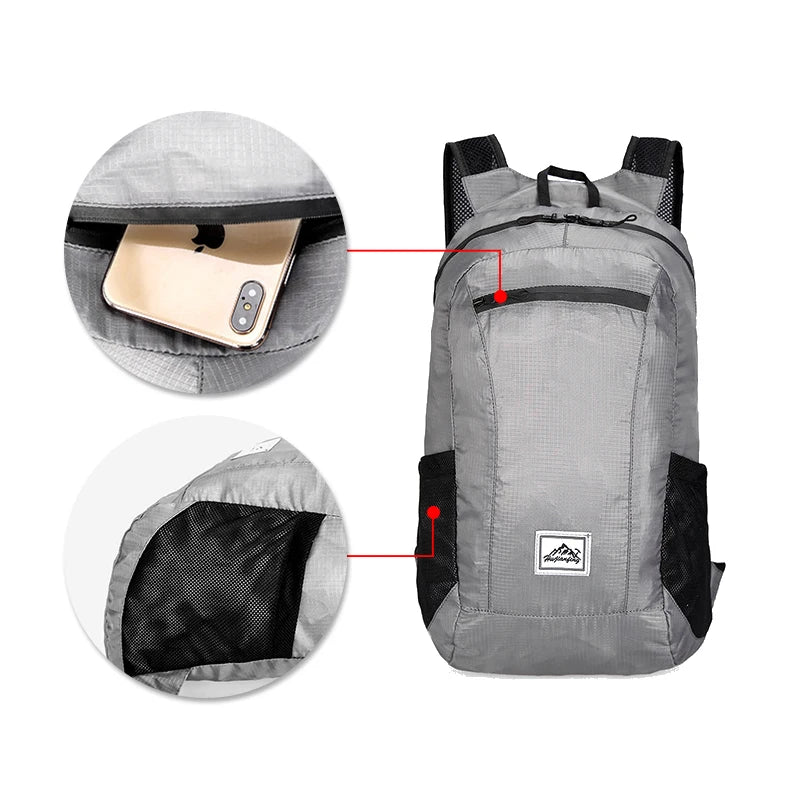Waterproof Collapsible Sport Pack Bags Unisex Anti-theft Backpack Woman Travel