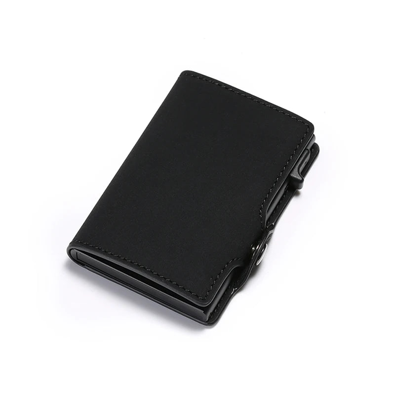 Mens Metal Anti-theft Short Leather Wallet