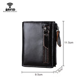 Engraved Leather Men Wallets Vintage Slim Zipper Wallets