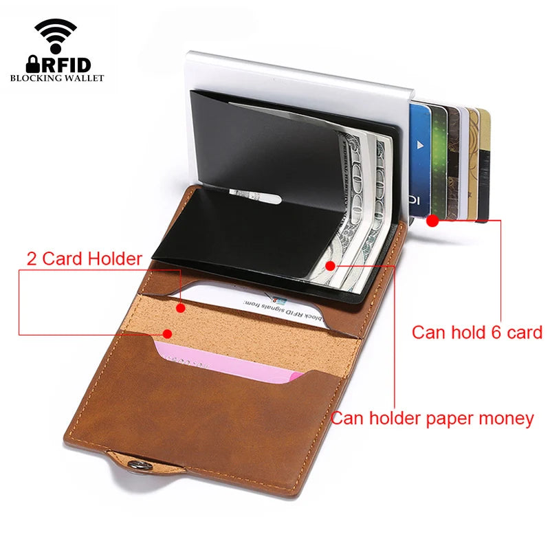 RFID Men Leather Wallet Slim Thin Wallet Money Bag Short Purse