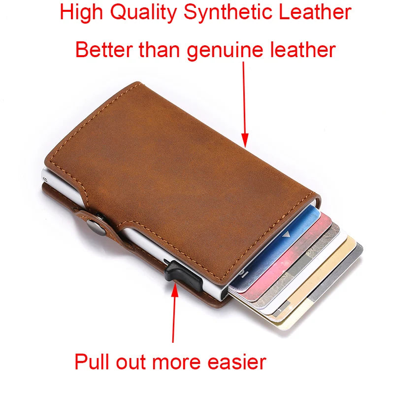 RFID Men Leather Wallet Slim Thin Wallet Money Bag Short Purse