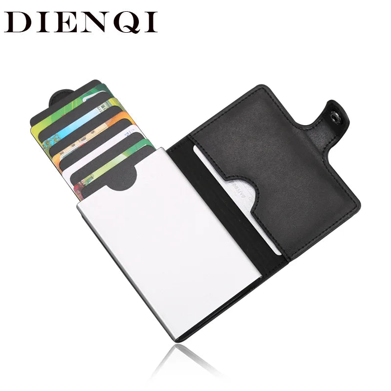RFID Pull-out CardHolder Men Wallets Slim Metal Wallet Male Vintage Smart Purse