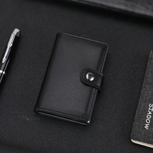 RFID Pull-out CardHolder Men Wallets Slim Metal Wallet Male Vintage Smart Purse