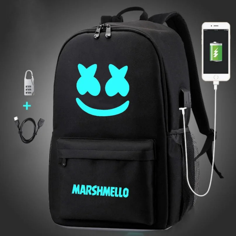 USB Backpack School Book Bags Fans Travel Bags Laptop Chain Backpack