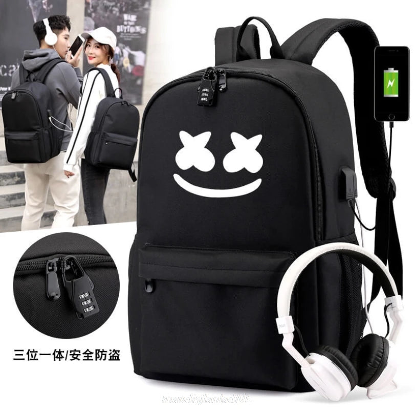 USB Backpack School Book Bags Fans Travel Bags Laptop Chain Backpack