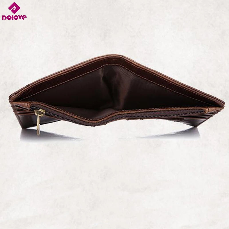 Men's Leather Folding Wallet Vertical Money Bag