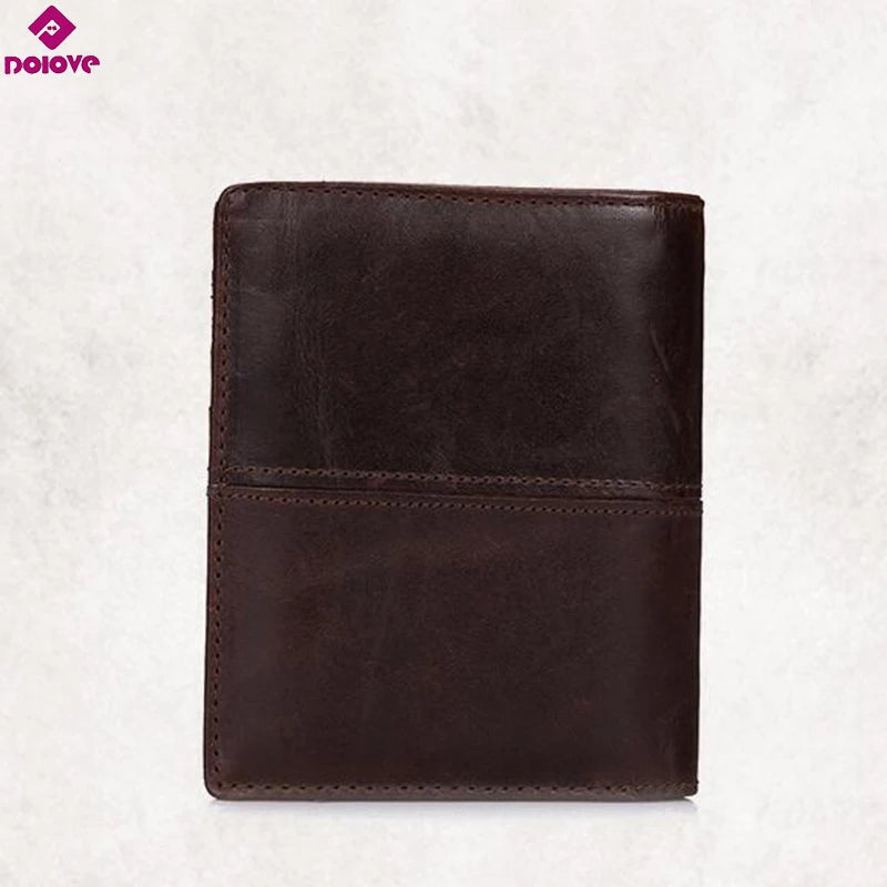 Men's Leather Folding Wallet Vertical Money Bag