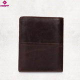 Men's Leather Folding Wallet Vertical Money Bag