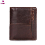 Men's Leather Folding Wallet Vertical Money Bag