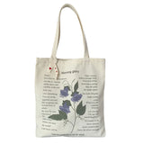 Large Capacity Shopping Shoulder Bags Female Plant Letters Printing Tote Bags