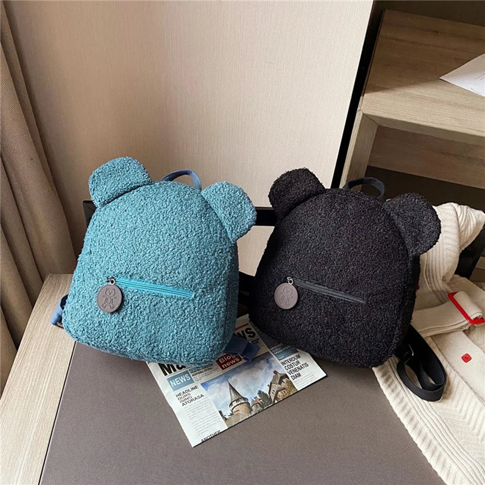 Cartoon Fleece Shoulder Mini Backpack - Autumn Casual Bag