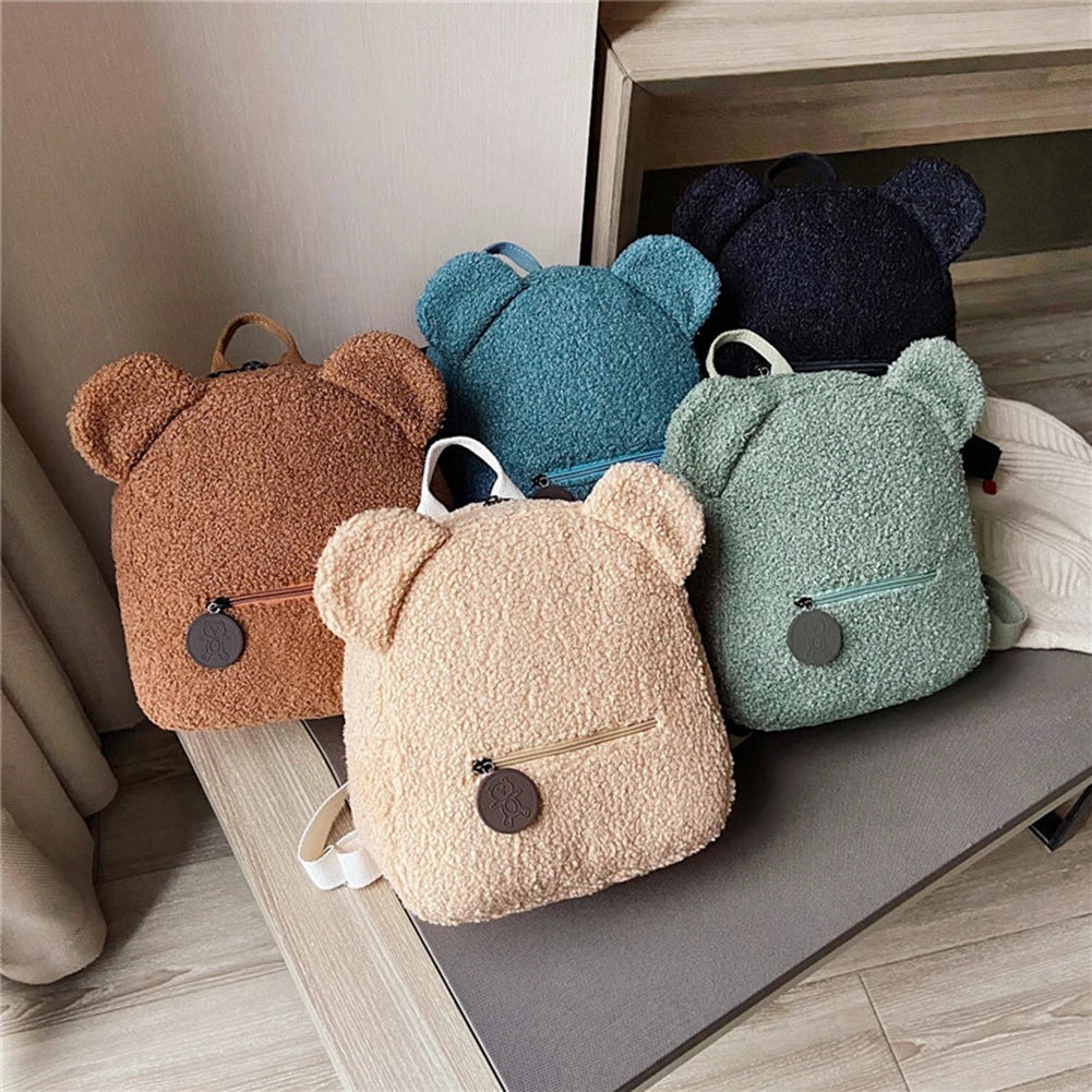 Cartoon Fleece Shoulder Mini Backpack - Autumn Casual Bag