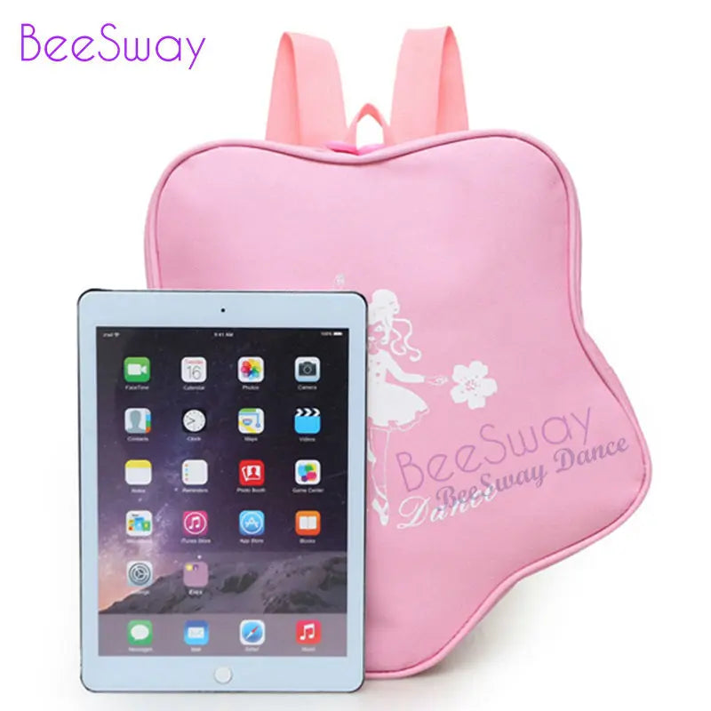 Kids Pink Ballet Backpack Star Shape Girls Dancing Ballerina Print