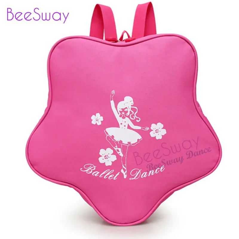 Kids Pink Ballet Backpack Star Shape Girls Dancing Ballerina Print