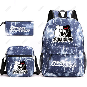 Danganronpa 3pcs Backpack Set Students Rucksack Shoulder Bag Pen Bag