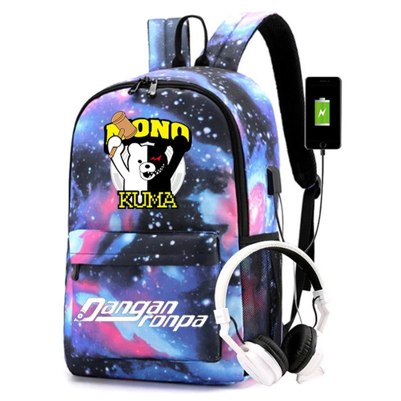 Danganronpa School Backpack for Teens Laptop Travel Rucksack