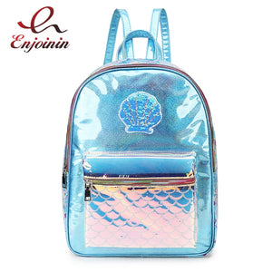 Sequin Cartoon Pattern PVC Backpack - School Travel Shoulder Bag
