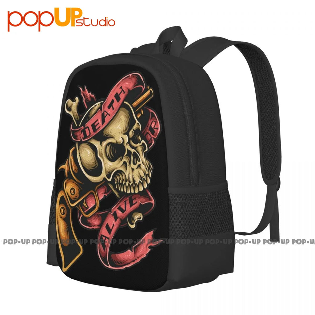 Skullprinted Punk Goth Backpack Large Capacity Schoolbag