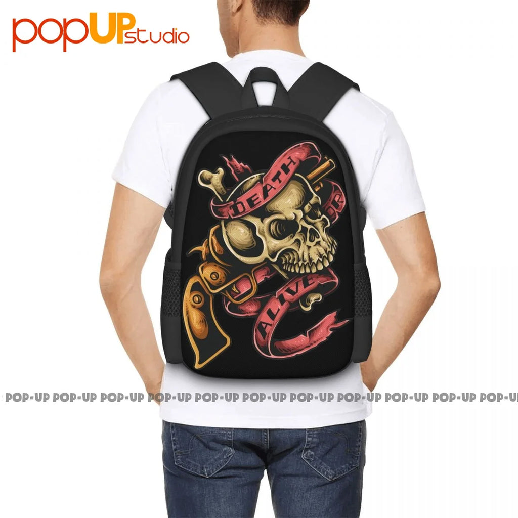 Skullprinted Punk Goth Backpack Large Capacity Schoolbag