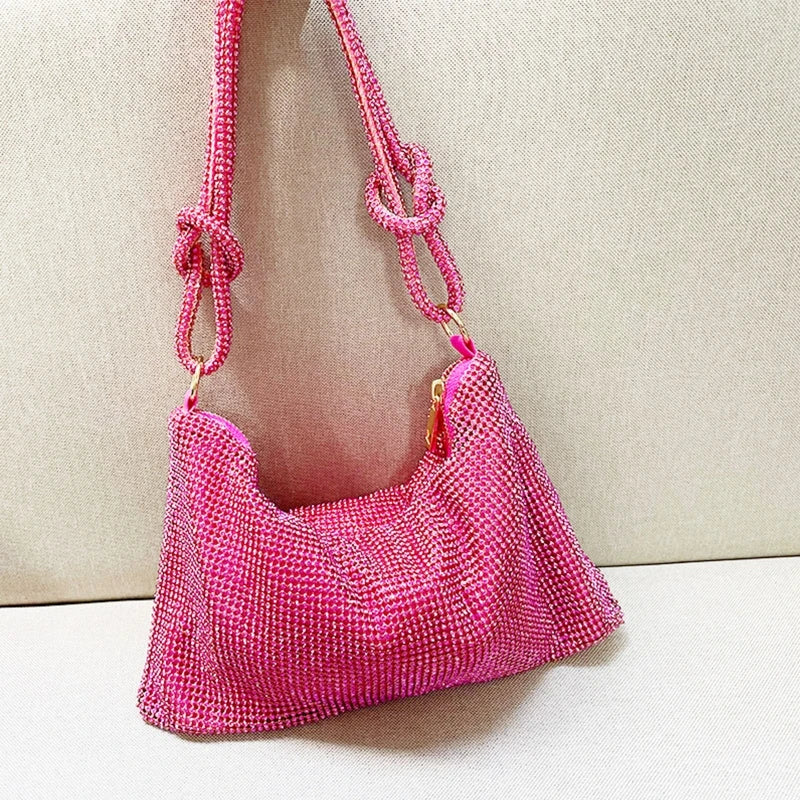 Mesh Rhinestone Shoulder Bag Clutch Purses Evening Bag