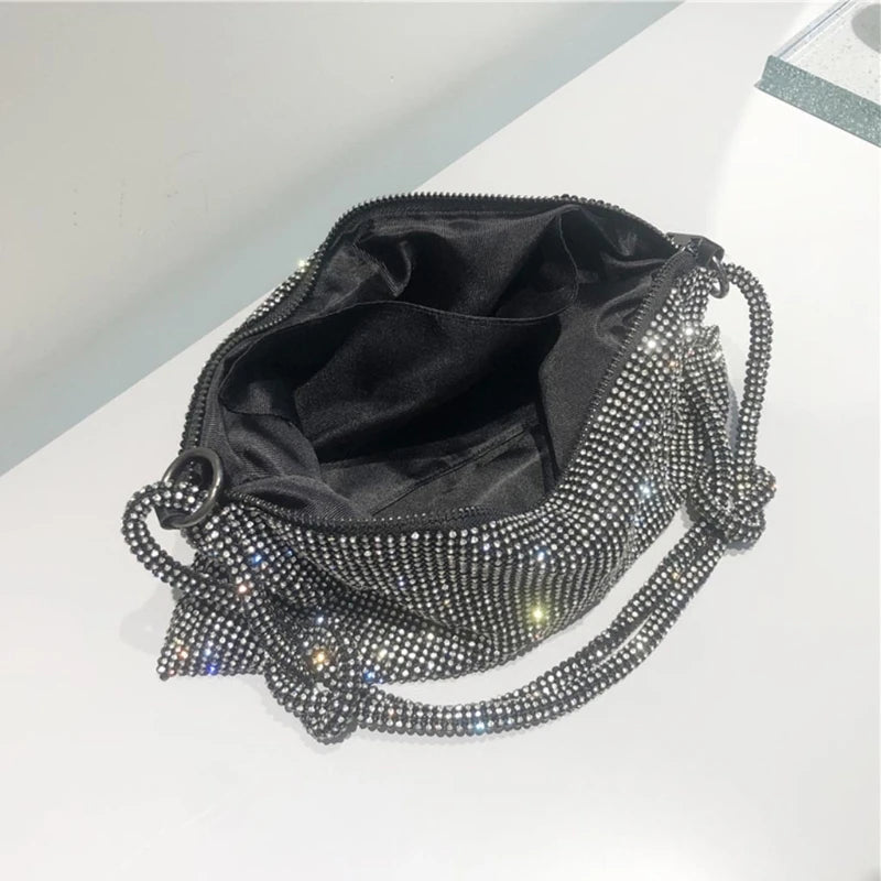 Mesh Rhinestone Shoulder Bag Clutch Purses Evening Bag