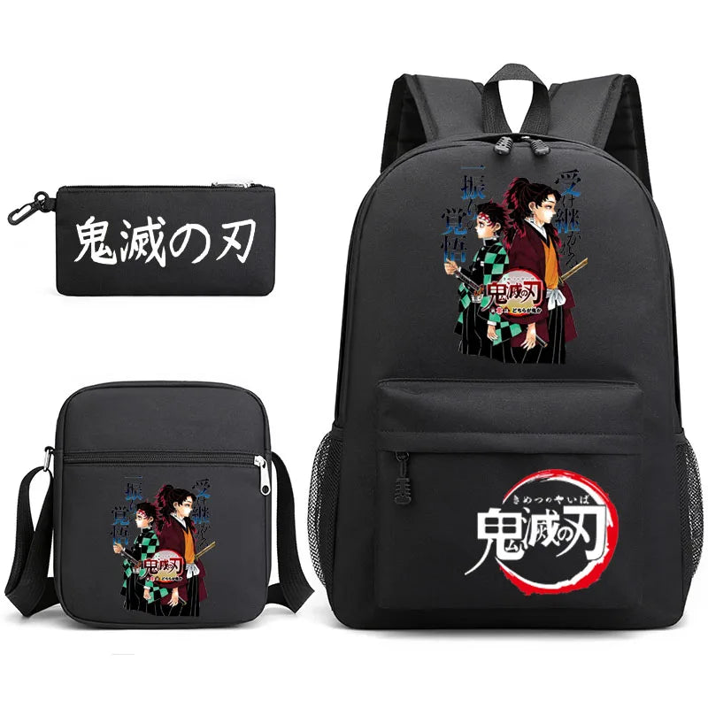 Demon Slayer Anime Backpack Set - Student School Shoulder Backpack Pencil Bag