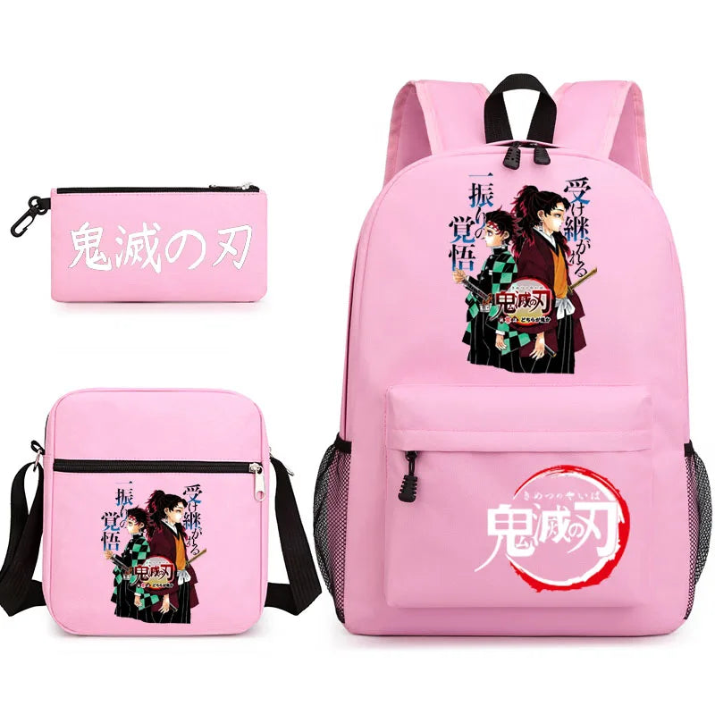 Demon Slayer Anime Backpack Set - Student School Shoulder Backpack Pencil Bag