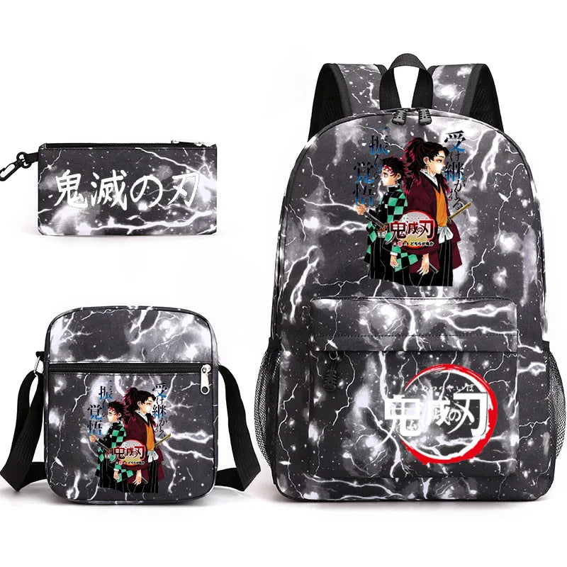 Demon Slayer Anime Backpack Set - Student School Shoulder Backpack Pencil Bag