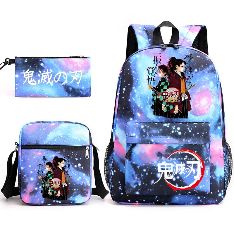 Demon Slayer Anime Backpack Set - Student School Shoulder Backpack Pencil Bag