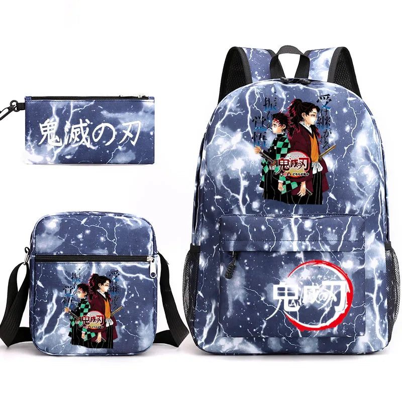Demon Slayer Anime Backpack Set - Student School Shoulder Backpack Pencil Bag
