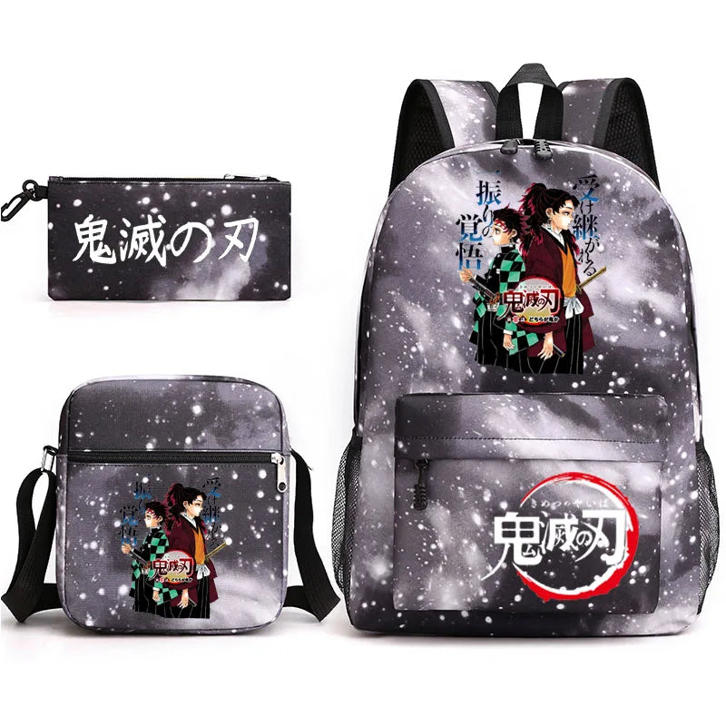 Demon Slayer Anime Backpack Set - Student School Shoulder Backpack Pencil Bag