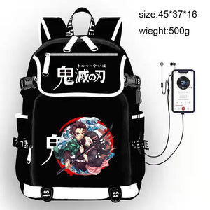 Demon Slayer Backpack Giyuu Kimetsu no Yaiba USB Chargeable School Bags