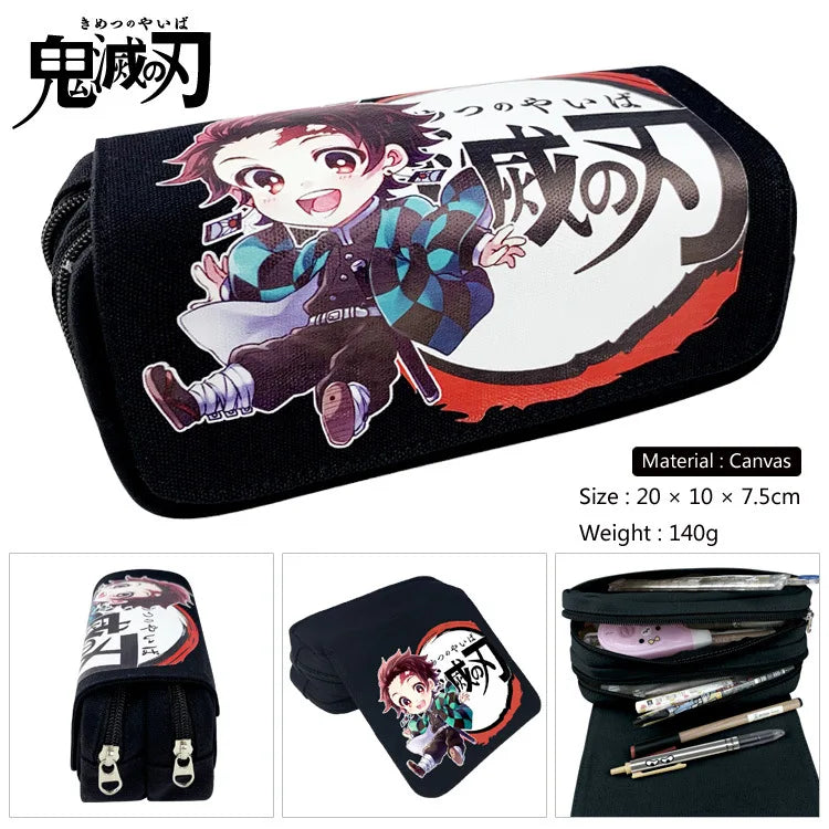 Demon Slayer Kimetsu no Yaiba Anime Canvas Purse Long Wallet Pen Case