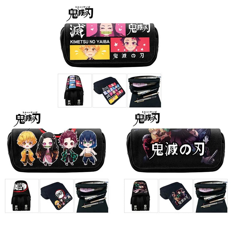 Demon Slayer Kimetsu no Yaiba Anime Canvas Purse Long Wallet Pen Case
