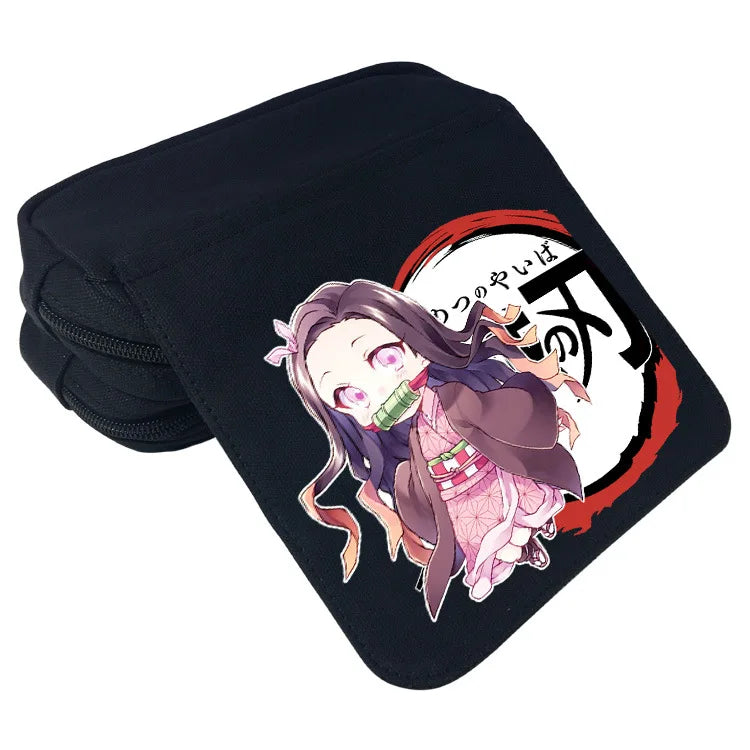 Demon Slayer Kimetsu no Yaiba Anime Canvas Purse Long Wallet Pen Case