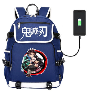 Demon Slayer Kimetsu no Yaiba Backpack USB Charging Knapsack Unisex Packsack