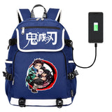 Demon Slayer Kimetsu no Yaiba Backpack USB Charging Knapsack Unisex Packsack