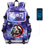 Demon Slayer Kimetsu no Yaiba Backpack USB Charging Knapsack Unisex Packsack