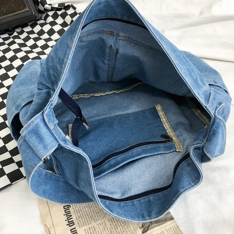 Denim Bag Summer Square Cotton Zipper Shoulder Handbag