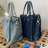 Denim Jeans Shoulder Crossbody Bag Large Capacity Shopping Handbag