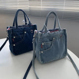 Denim Jeans Shoulder Crossbody Bag Large Capacity Shopping Handbag