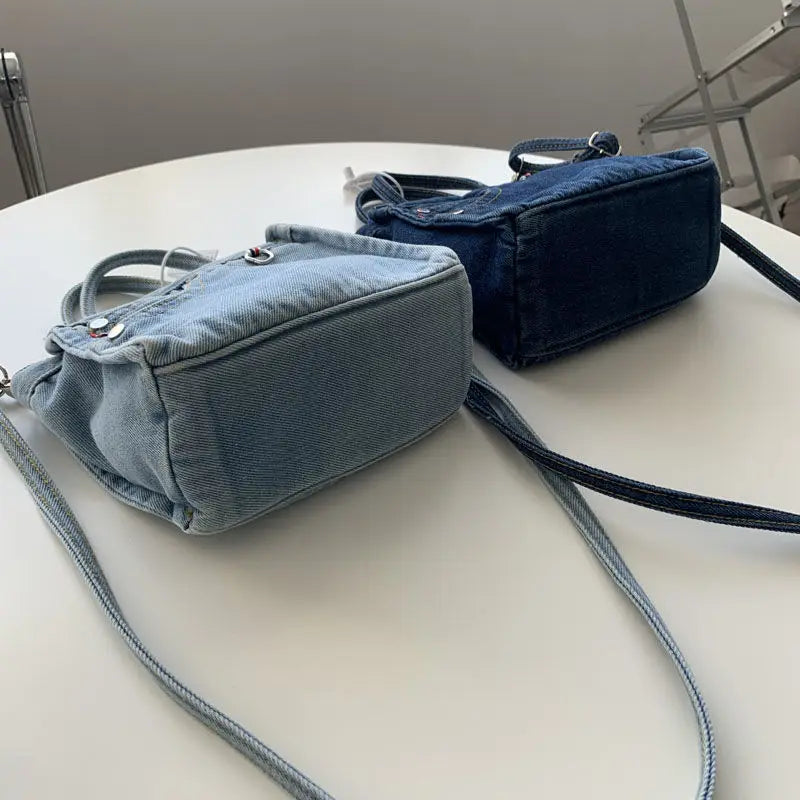 Denim Jeans Shoulder Crossbody Bag Large Capacity Shopping Handbag