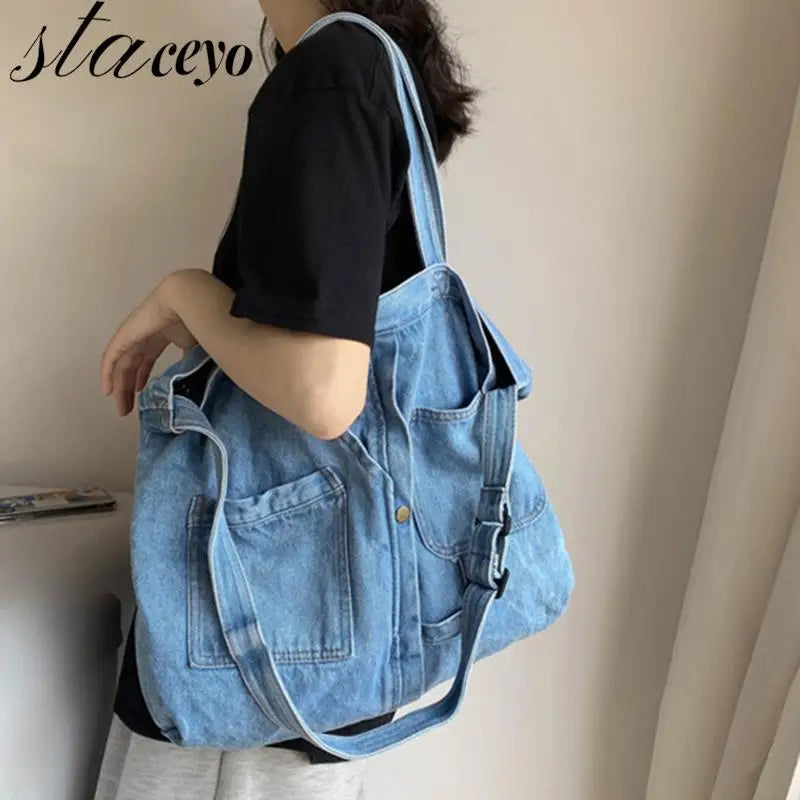 Denim Shoulder Bags Women Casual Jeans Handbags