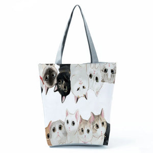 Cartoon Cat Print Makeup Bag Heat Transfer Shoulder Bag