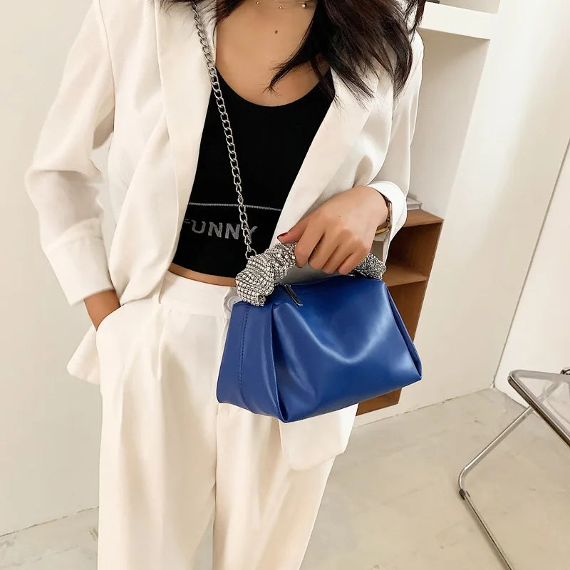 Casual Chain Crossbody Bag Women Shoulder Handbag PU Messenger Bag