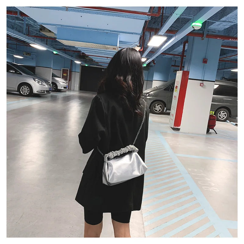 Casual Chain Crossbody Bag Women Shoulder Handbag PU Messenger Bag