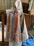Braided Crochet Net Bag Women Casual Woven Beach Tote Handbag